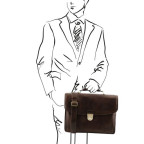 Темно-коричневий шкіряний портфель Tuscany Leather TL142067 DARK BROWN - Фотографія № 101