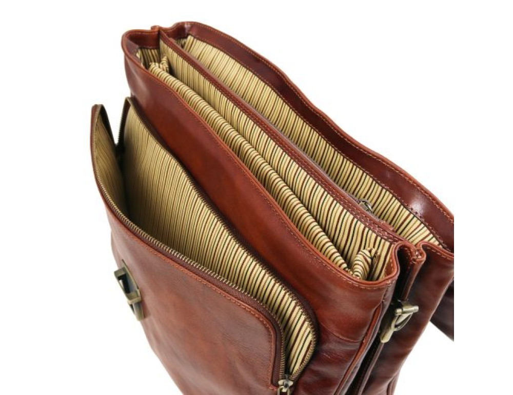 Темно-коричневий шкіряний портфель Tuscany Leather TL142067 DARK BROWN - Фотографія № 17