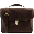 Темно-коричневий шкіряний портфель Tuscany Leather TL142067 DARK BROWN - Фотографія № 100