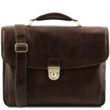 Темно-коричневий шкіряний портфель Tuscany Leather TL142067 DARK BROWN