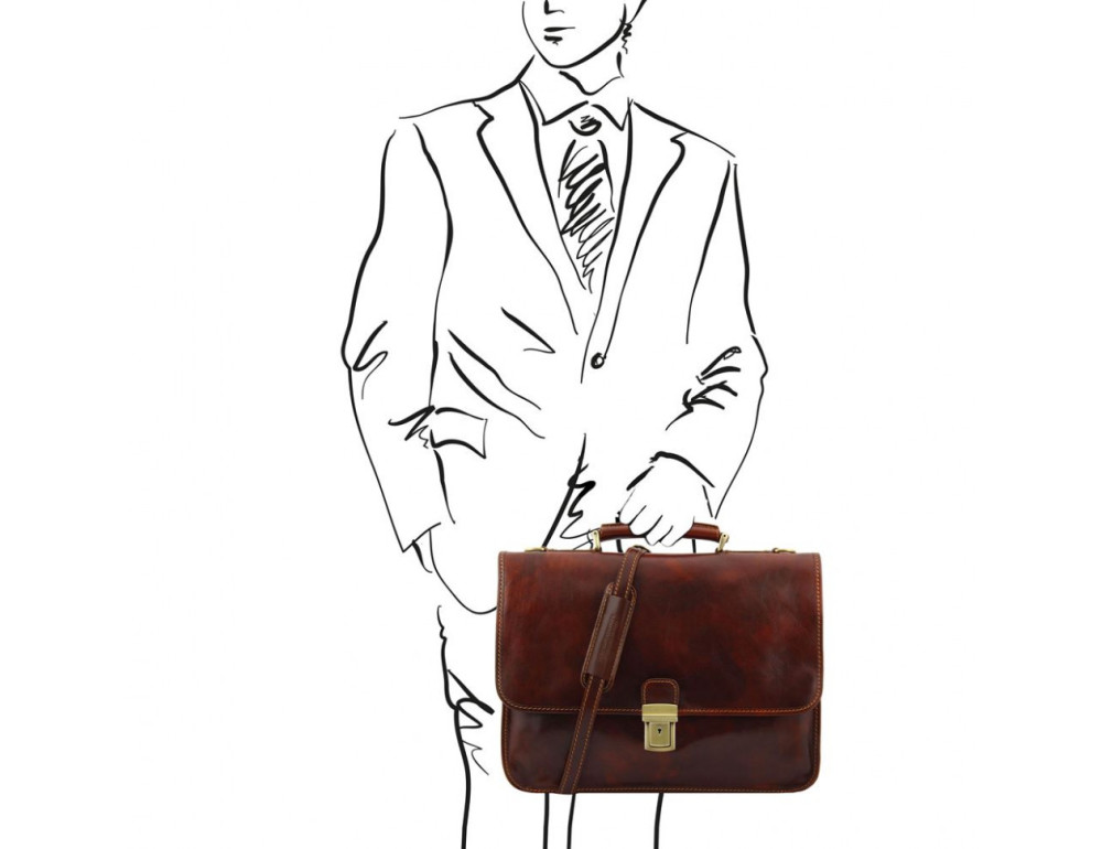 Чоловічий портфель зі італійської шкіри Tuscany Leather TL10029 Brown - Фотографія № 2
