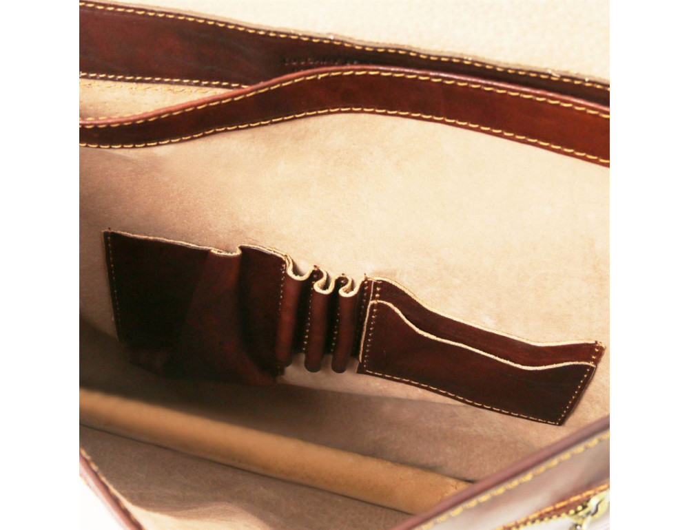 Шкіряний чоловічий портфель Tuscany Leather TL10029 Dark Brown - Фотографія № 5