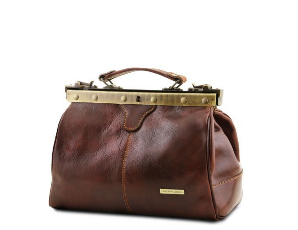 Коричнева шкіряна сумка-саквояж Tuscany Leather TL10038 Brown - Фотографія № 2