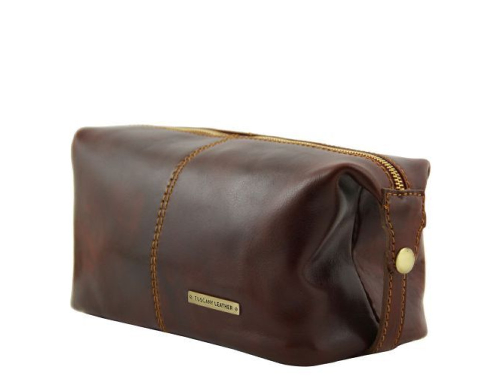 Коричнева шкіряна косметичка ROXY Tuscany Leather TL140349 Brown - Фотографія № 4
