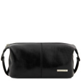 Чорна шкіряна косметичка ROXY Tuscany Leather TL140349 Black