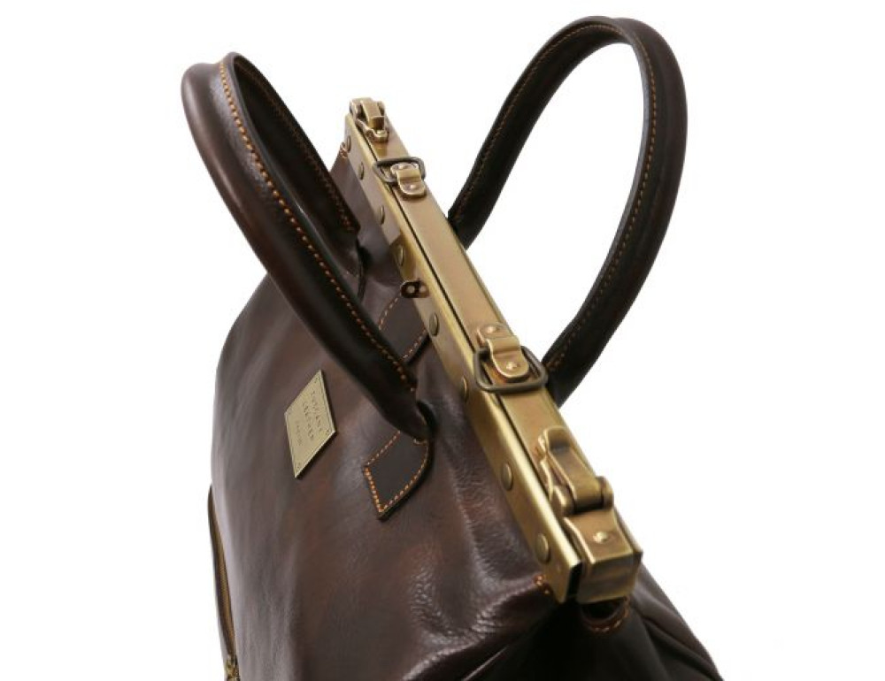 Темно-коричневий шкіряний саквояж Tuscany Leather TL141185 Dark Brown - Фотографія № 4