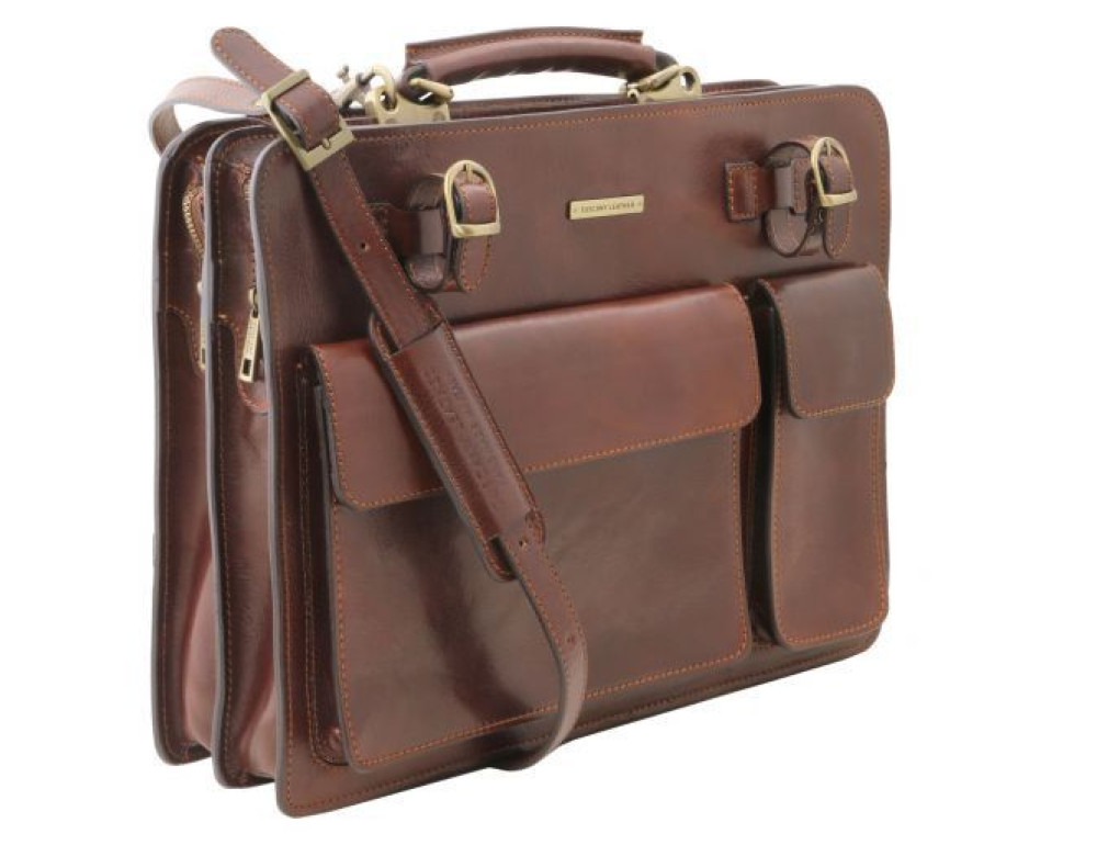 Коричневий чоловічий портфель без клапана Tuscany Leather TL141268 Brown - Фотографія № 3