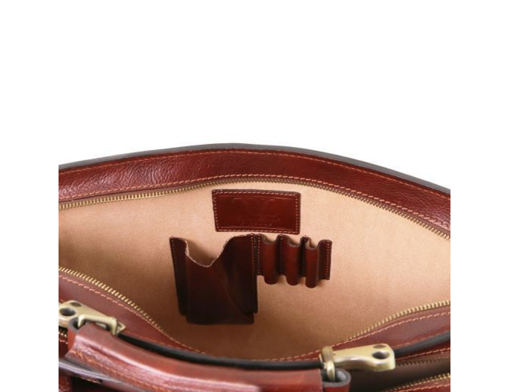 Чорний італійський шкіряний портфель для чоловіків VENEZIA Tuscany Leather TL141268 Black - Фотографія № 6