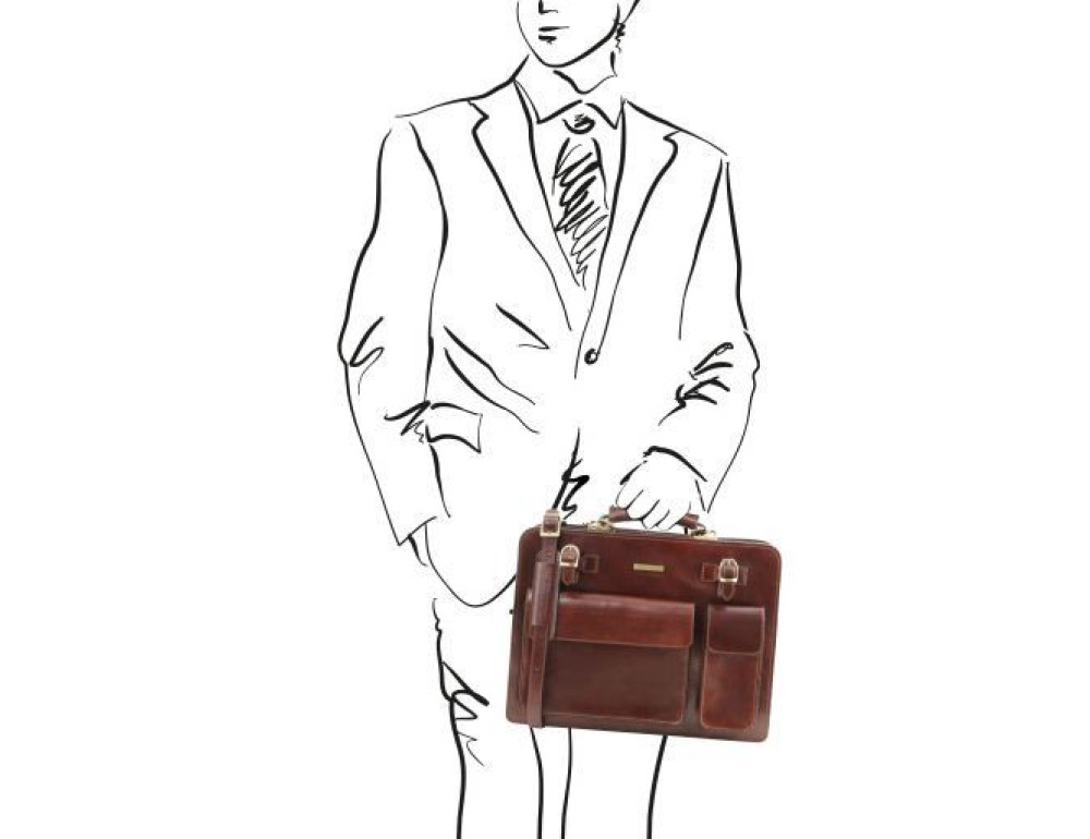 Коричневий чоловічий портфель без клапана Tuscany Leather TL141268 Brown - Фотографія № 2