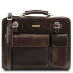 Чоловічий портфель шкіряний VENEZIA Tuscany Leather TL141268 Dark Brown - Фотографія № 100