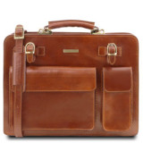 Світло-коричневий шкіряний портфель без клапана Tuscany Leather TL141268 Med