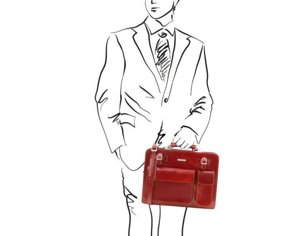 Червоний чоловічий шкіряний портфель Tuscany Leather TL141268 Red - Фотографія № 2