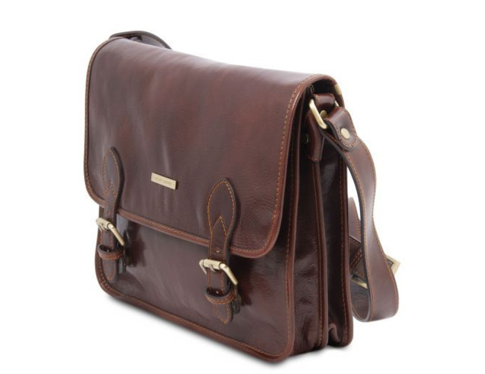 Коричнева шкіряна наплічна сумка POSTMAN Tuscany Leather tl141288 Brown - Фотографія № 2