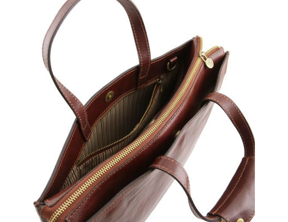 Світло-коричневий жіночий портфель з натуральної шкіри Tuscany Leather TL141343 Med - Фотографія № 8