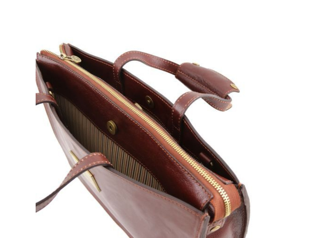 Світло-коричневий жіночий портфель з натуральної шкіри Tuscany Leather TL141343 Med - Фотографія № 9