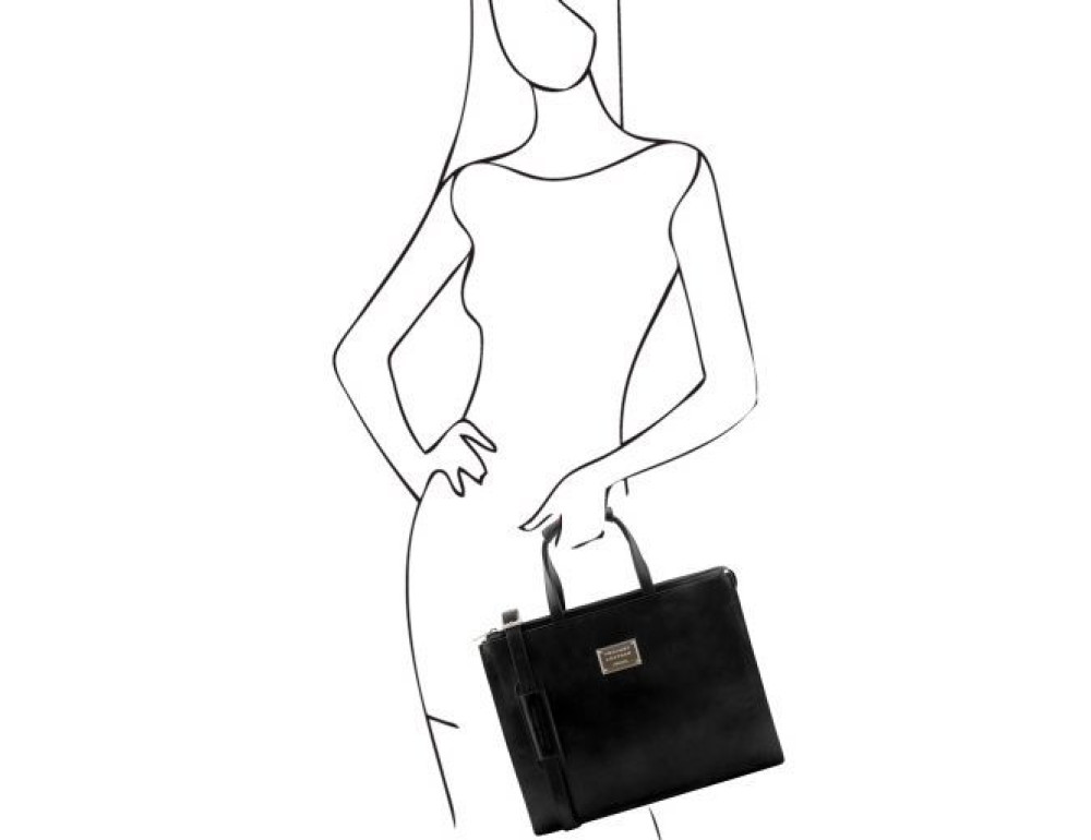 Чорний жіночий шкіряний портфель Tuscany Leather TL141343 Black - Фотографія № 2