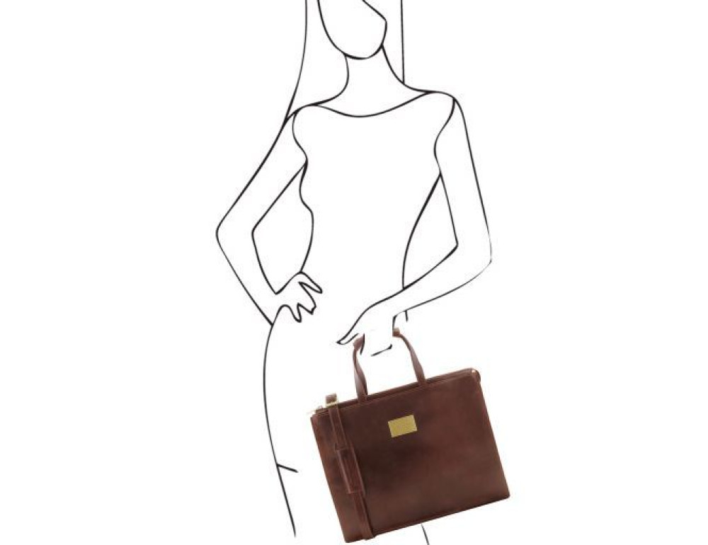 Коричнева шкіряна ділова сумка жіноча Tuscany Leather TL141343 Brown - Фотографія № 2