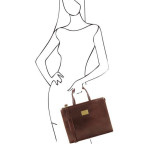 Коричнева шкіряна ділова сумка жіноча Tuscany Leather TL141343 Brown - Фотографія № 101