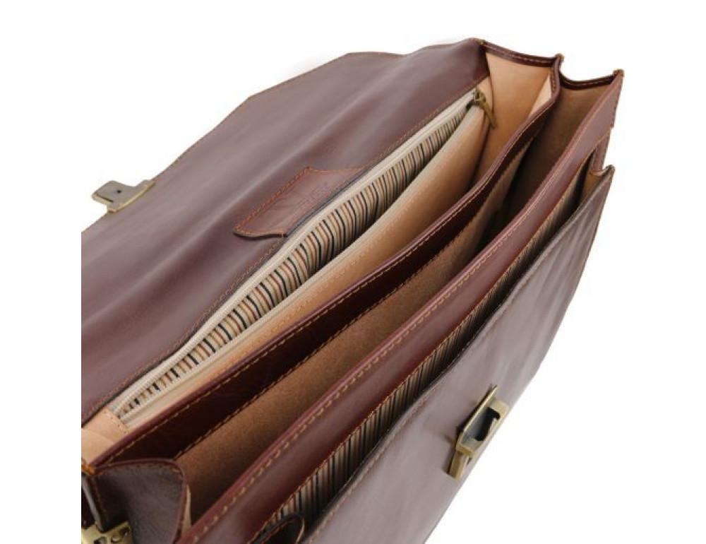 Чорний італійський портфель з натуральної шкіри Tuscany Leather TL141348 Black - Фотографія № 3