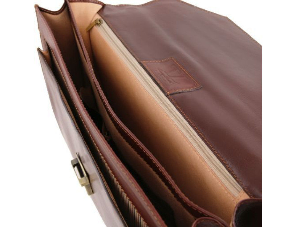 Чорний італійський портфель з натуральної шкіри Tuscany Leather TL141348 Black - Фотографія № 4