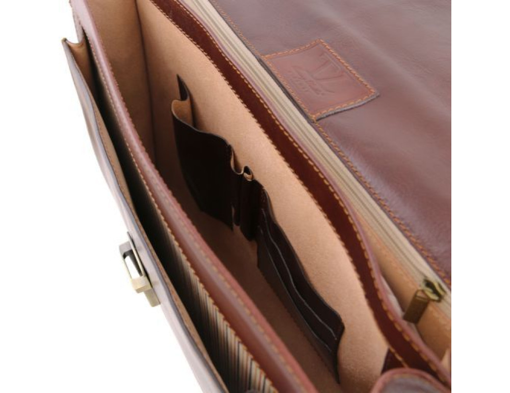 Чорний італійський портфель з натуральної шкіри Tuscany Leather TL141348 Black - Фотографія № 5
