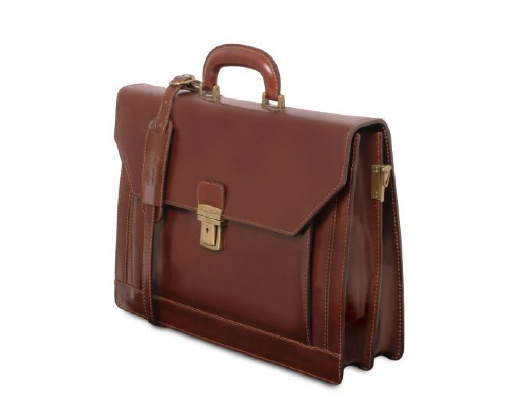 Коричневий шкіряний портфель чоловічий Tuscany Leather TL141348 Brown - Фотографія № 6