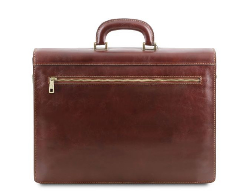 Чорний італійський портфель з натуральної шкіри Tuscany Leather TL141348 Black - Фотографія № 6