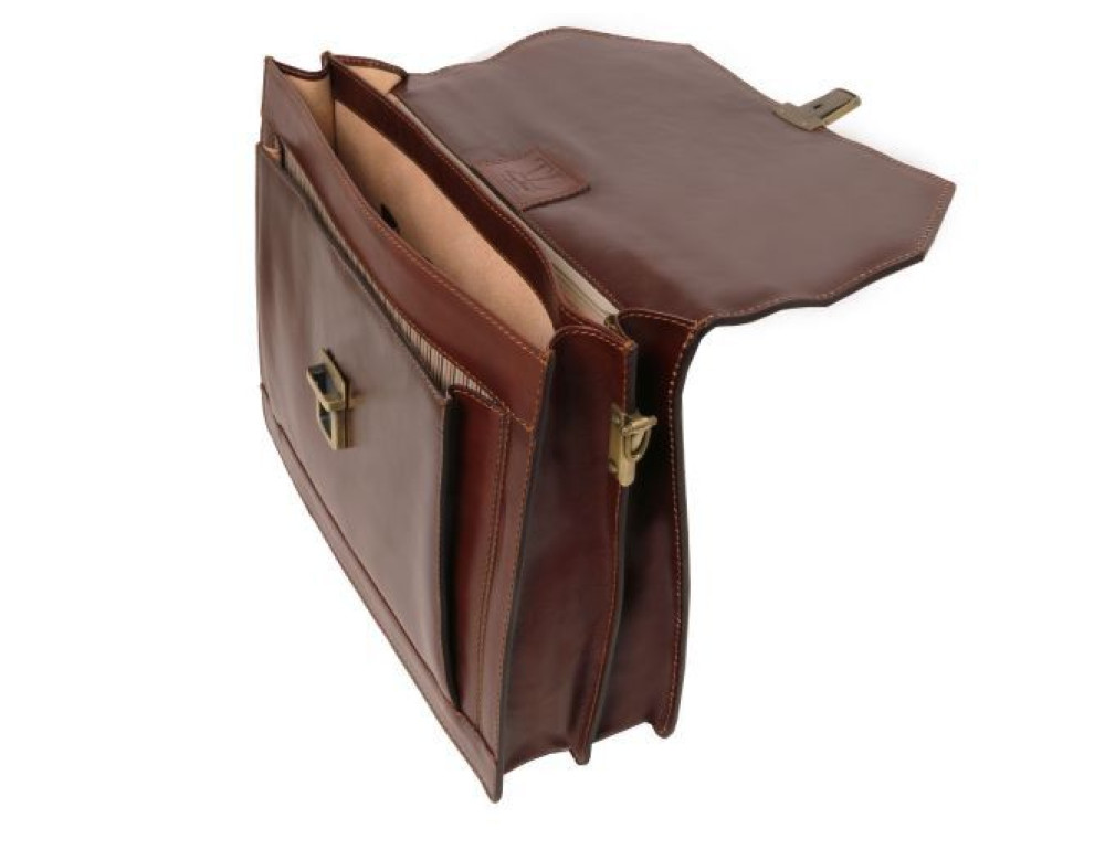 Коричневий шкіряний портфель чоловічий Tuscany Leather TL141348 Brown - Фотографія № 8