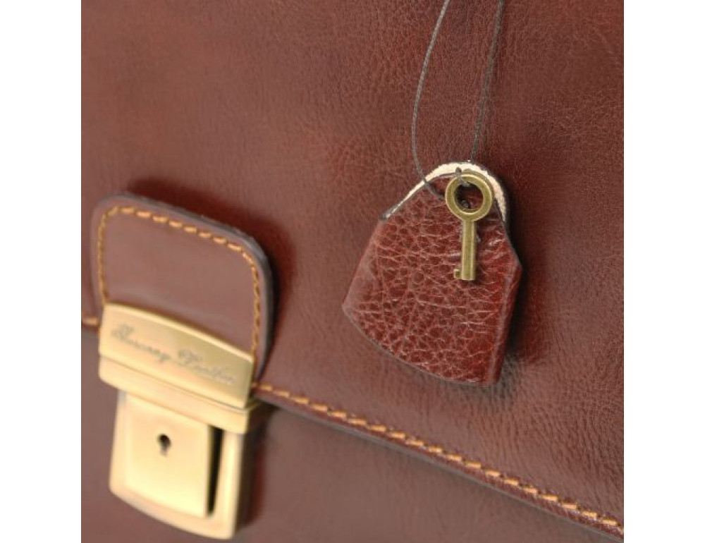 Коричневий шкіряний портфель чоловічий Tuscany Leather TL141348 Brown - Фотографія № 9