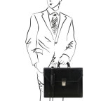Чорний італійський портфель з натуральної шкіри Tuscany Leather TL141348 Black - Фотографія № 101