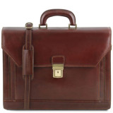 Коричневий шкіряний портфель чоловічий Tuscany Leather TL141348 Brown