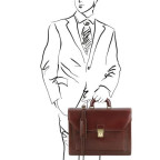 Коричневий шкіряний портфель чоловічий Tuscany Leather TL141348 Brown - Фотографія № 101