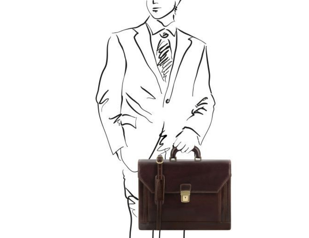Великий портфель чоловічий Tuscany Leather TL141348 Dark Brown - Фотографія № 2