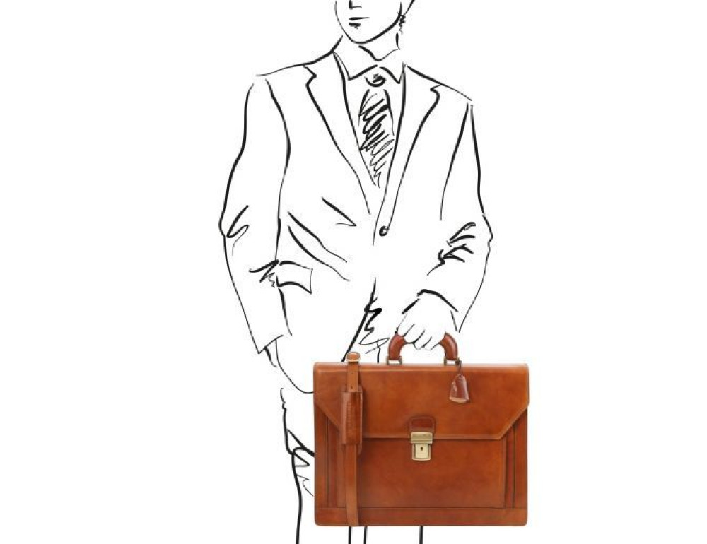 Світло-коричневий шкіряний портфель Tuscany Leather TL141348 Med - Фотографія № 2