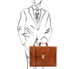 Світло-коричневий шкіряний портфель Tuscany Leather TL141348 Med - Фотографія № 101