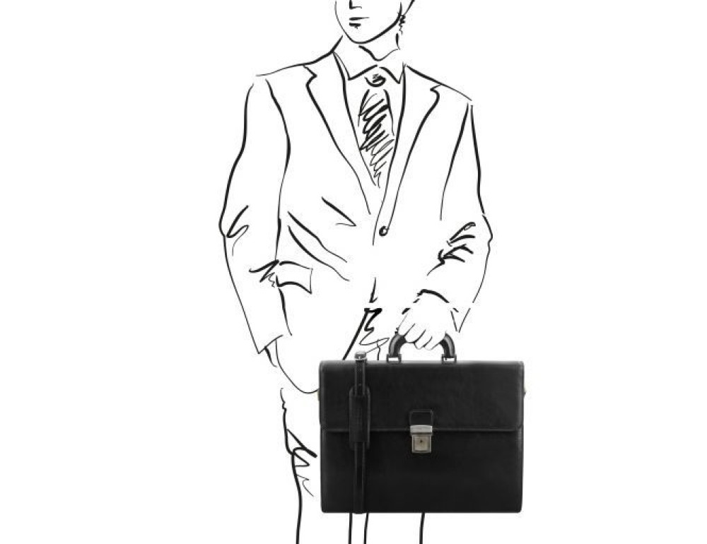 Чорний чоловічий портфель Tuscany Leather TL141350 Black - Фотографія № 2