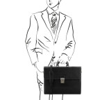 Чорний чоловічий портфель Tuscany Leather TL141350 Black - Фотографія № 101