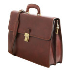 Коричневий шкіряний портфель з шкіряним підкладів Tuscany Leather TL141350 Med - Фотографія № 102
