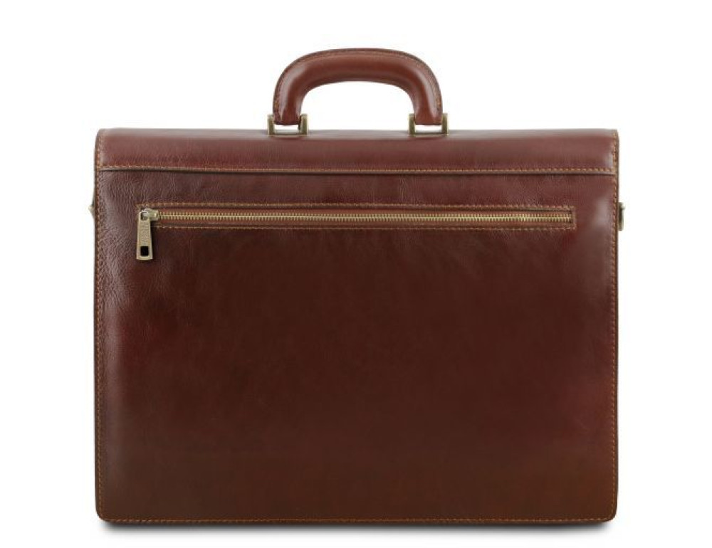 Коричневий шкіряний портфель з шкіряним підкладів Tuscany Leather TL141350 Med - Фотографія № 4