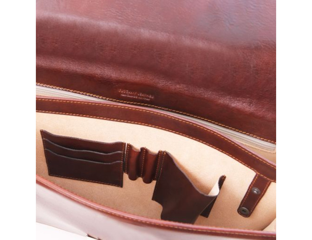 Коричневий шкіряний портфель з шкіряним підкладів Tuscany Leather TL141350 Med - Фотографія № 6