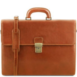 Коричневий шкіряний портфель з шкіряним підкладів Tuscany Leather TL141350 Med