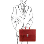 Шкіряний портфель червоного кольору Tuscany Leather TL141350 red - Фотографія № 101