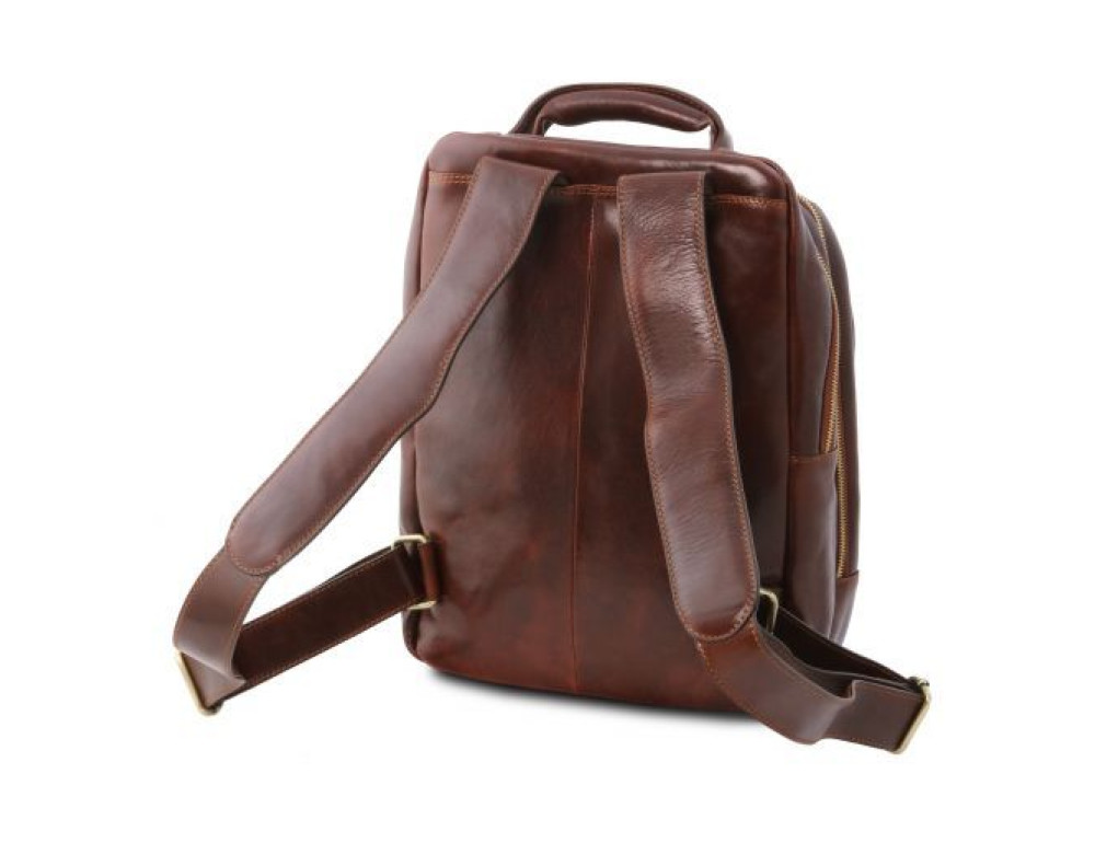 Чоловік шкіряний рюкзак на три відділення Tuscany Leather TL141402 Dark Brown - Фотографія № 3
