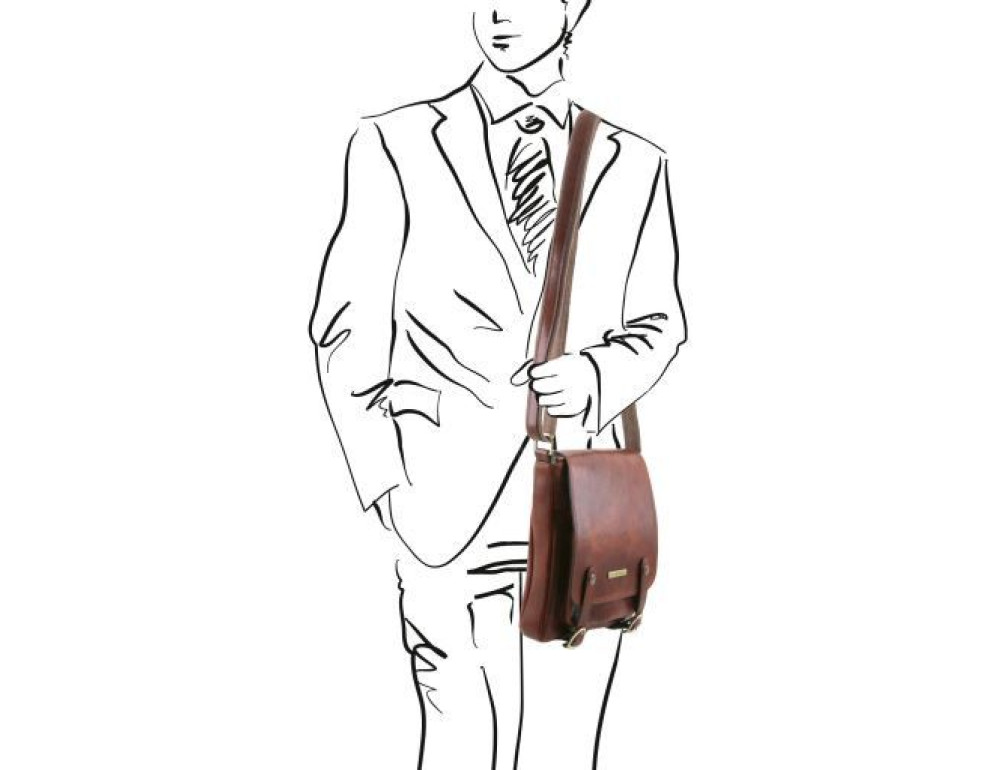 Коричнева чоловіча сумка через плече Tuscany Leather TL141406 Brown - Фотографія № 2