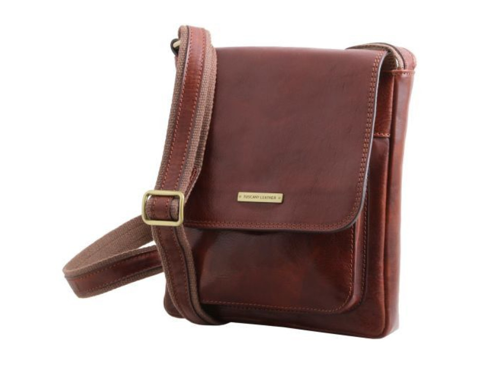 Темно-коричнева чоловіча сумка через плече JIMMY Tuscany Leather tl141407 Dark Brown - Фотографія № 2