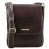 Темно-коричнева сумка чоловіча на плече шкіряна Tuscany Leather tl141408 dark brown Темно-коричнева сумка чоловіча на плече шкіряна Tuscany Leather tl141408 dark brown