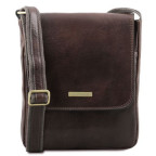 Темно-коричнева сумка чоловіча на плече шкіряна Tuscany Leather tl141408 dark brown - Фотографія № 100