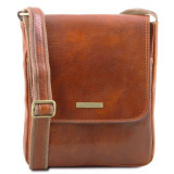 Світло-коричнева сумка чоловіча на плече шкіряна Leather tl141408 med