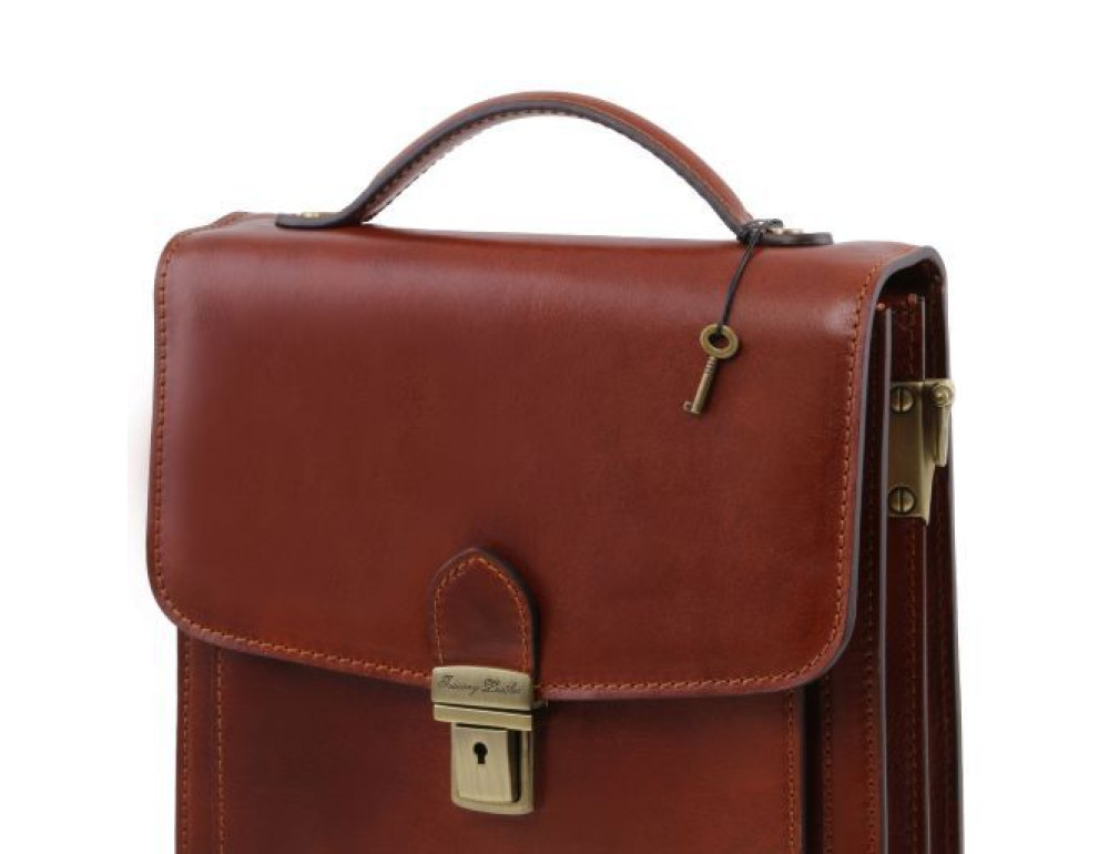 Велика шкіряна барсетка чоловіча Tuscany Leather DAVID TL141424 Brown - Фотографія № 4
