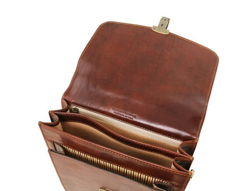 Світло-коричнева шкіряна сумка-барсетка Tuscany Leather DAVID TL141424 Med - Фотографія № 4